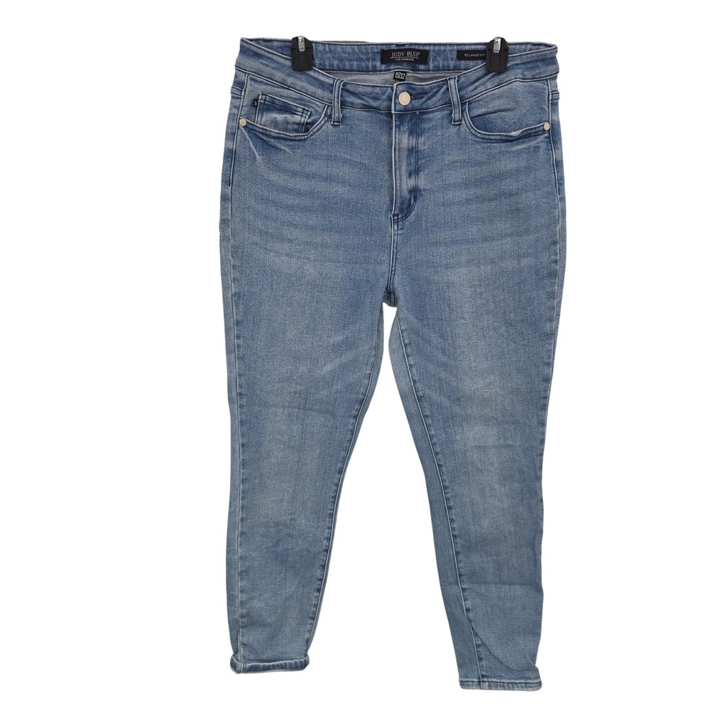 Judy Blue Jeans Juniors 15/32 Blue High Rise Relaxed Stretch Travel Comfort